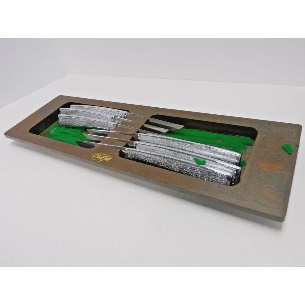 Vintage Carvel Hall Set of 6 Steak Knives with Storage Tray EJ183
